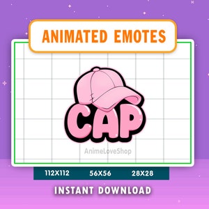 ANIMATED Pink Cap Emote For Twitch, Discord, Youtube, Animated Pink Cap Emote, Funny Cap Text Gif