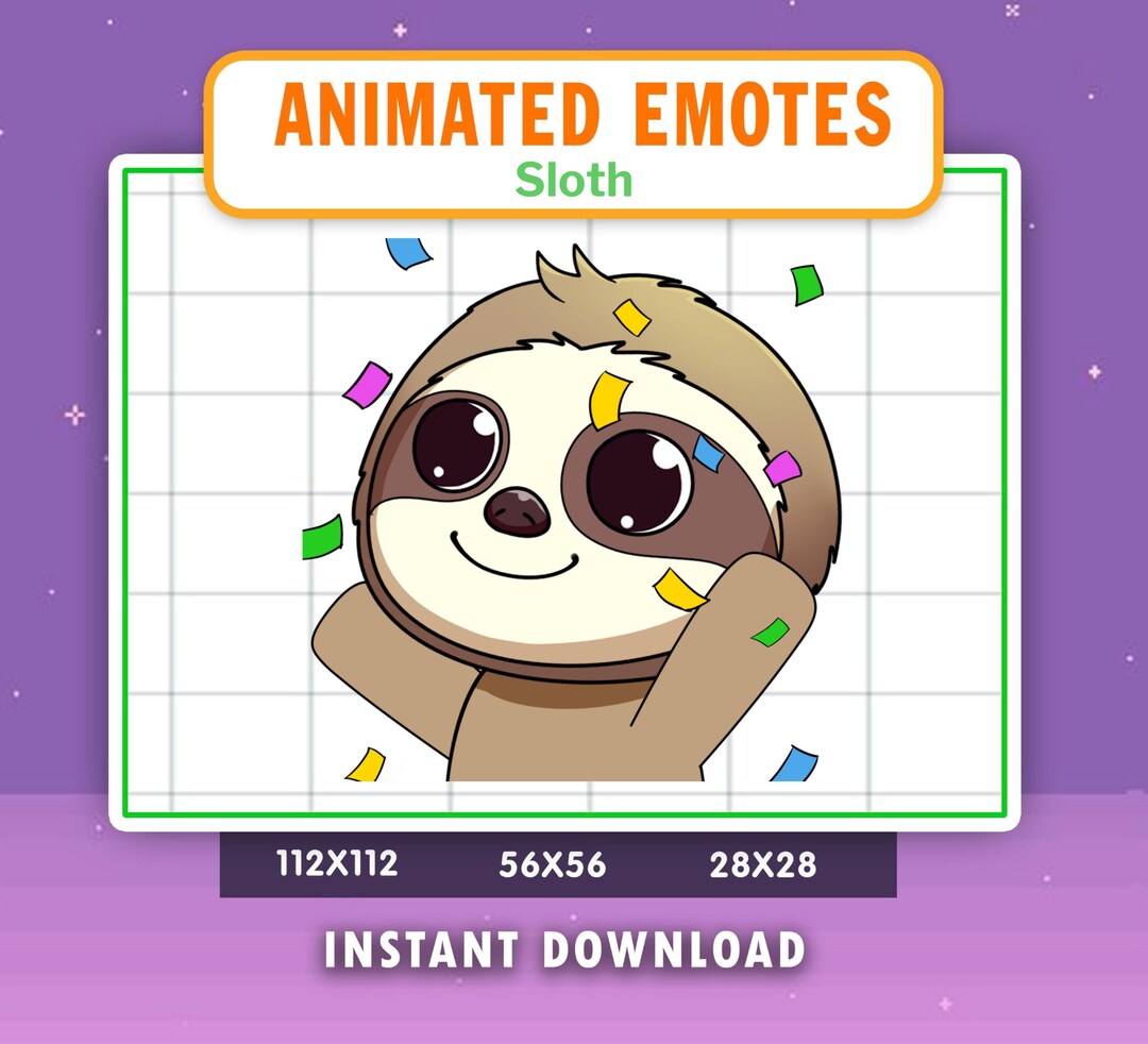 ANIMATED Sloth Hype Emote for Twitch, Discord, Youtube, Animated Hype ...