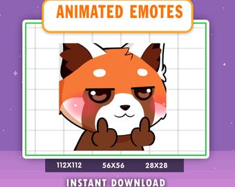 Animated Red Panda Middle Finger Emote, Twitch, Discord, YouTube (Digital File)