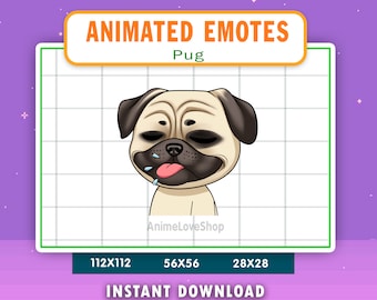 ANIMATED Pug Dog BLBL/ Mlem Emote For Twitch, Discord, Youtube, Animated BLBL Dog Pug Alert, Funny Pug Tongue Gif