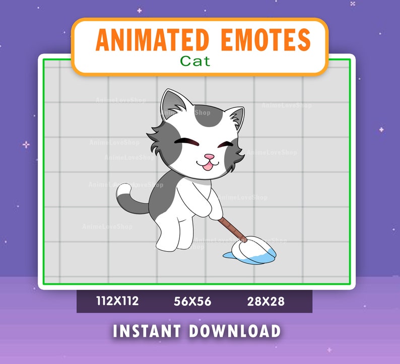 ANIMATED Cat Clean Emote for Twitch, Discord, Youtube, Animated Clean ...