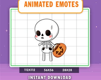 Animated Skeleton Trick Or Treat Emote for Twitch, Discord, YouTube (Digital Download)