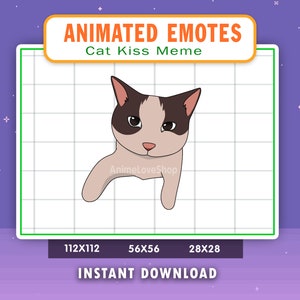 Gesto animado de meme de beso de gato para Twitch, Discord, Youtube, gesto de meme de gato animado, gif de meme de gato