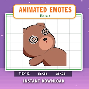 ANIMATED Brown Bear Emote For Twitch, Discord, Youtube, Rip Emote, Livestream Emote, Animated Bear Emote