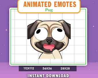 ANIMATED Pug Dumb Emote For Twitch, Discord, Youtube, Animated Dumb Pug Emote, Funny Pug Stupid Gif