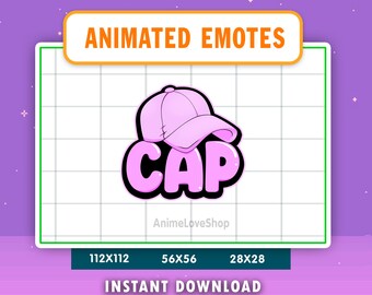 ANIMATED Purple Cap Emote For Twitch, Discord, Youtube, Animated Purple Cap Emote, Funny Cap Text Gif