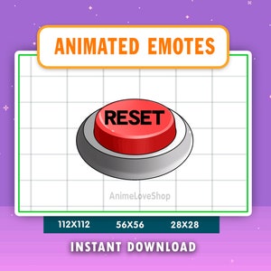 ANIMATED Reset Button Emote For Twitch, Discord, Youtube, Animated Reset Emote, Button Reset Press Gif