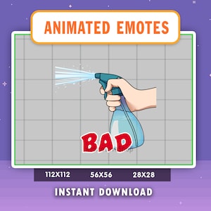 Emote ANIMATA bottiglia spray Bad per Twitch, Discord, Youtube, emote animata, Gif Bad Spray