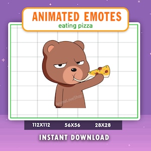 ANIMATED Brown Bear Eating Pizza Emote For Twitch, Discord, Youtube, Bear Emote, Gaming, Livestream Emote, Food, Hungry, Munch, Pizza Emote