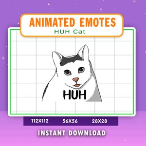 ANIMATED HUH Cat Meme Emote for Twitch, Discord, Youtube, Animated Cat ...