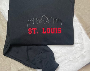 Embroidered Saint Louis Sweatshirt: City Skyline Crewneck