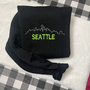 Seattle Embroidered Sweatshirt - Y2K Style - Custom City Crewneck Embroidered