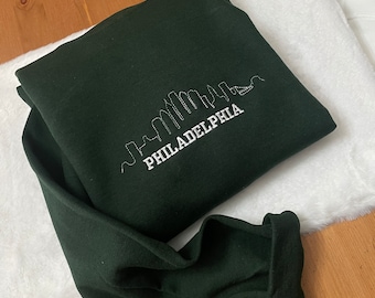 Philadelphia Embroidered Sweatshirt - Y2K Style - Custom City Crewneck Embroidered - Philly- City Sweatshirts- Embroidered clothing