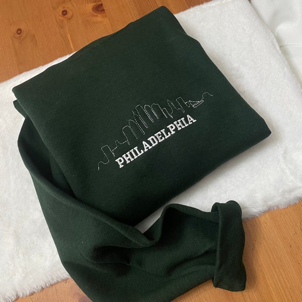 Philadelphia Embroidered Sweatshirt - Y2K Style - Custom City Crewneck Embroidered - Philly- City Sweatshirts- Embroidered clothing