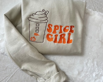 Pumpkin Spice Latte Embroidered Sweatshirt - Trendy Hoodie - Fall Fashion - Made to Order -  - Pumpkin Spice - Spice Girl -Gifts for Her
