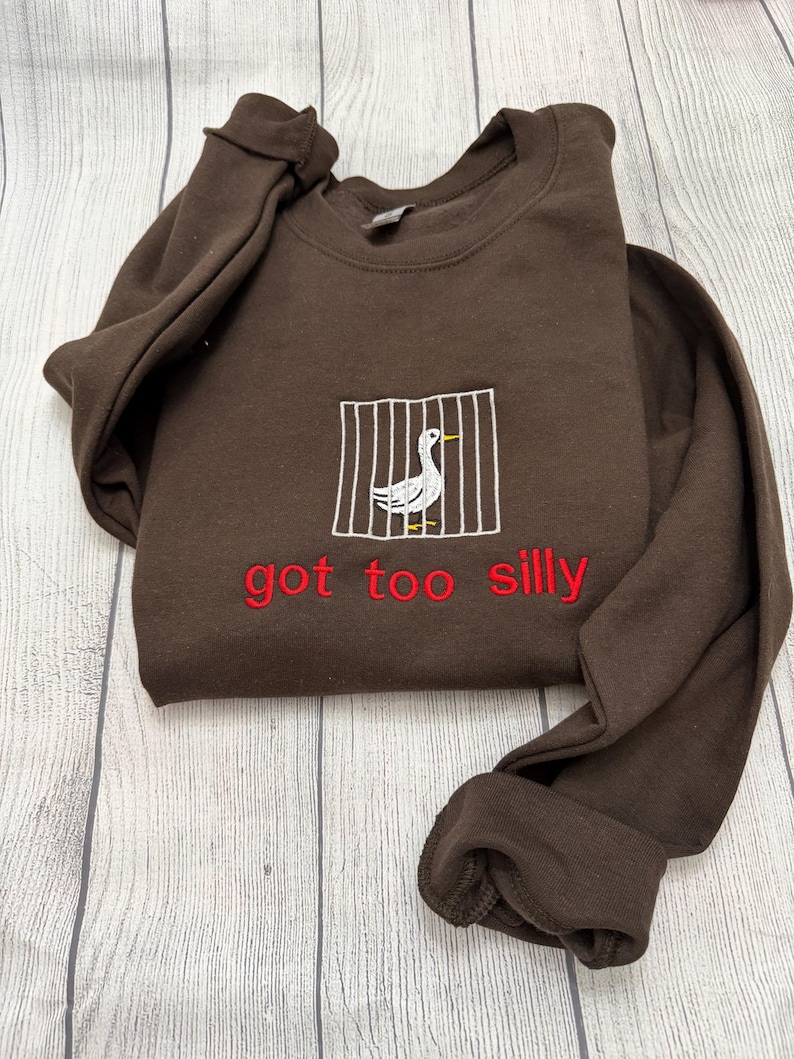 Silly Goose Embroidered Crewneck: Y2K Funny Sweatshirt image 3