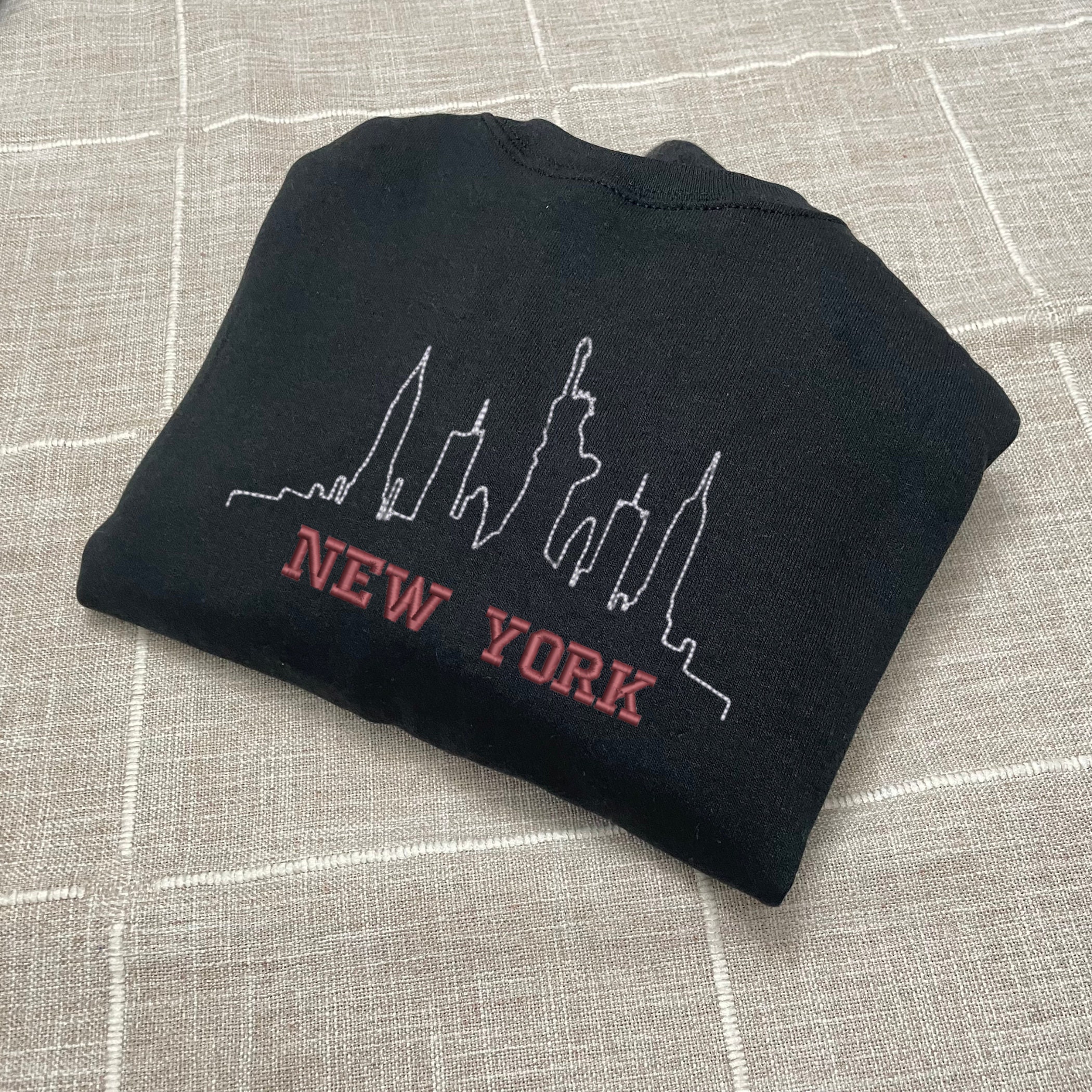 New York Embroidered Sweatshirt - Custom City Crewneck Embroidered