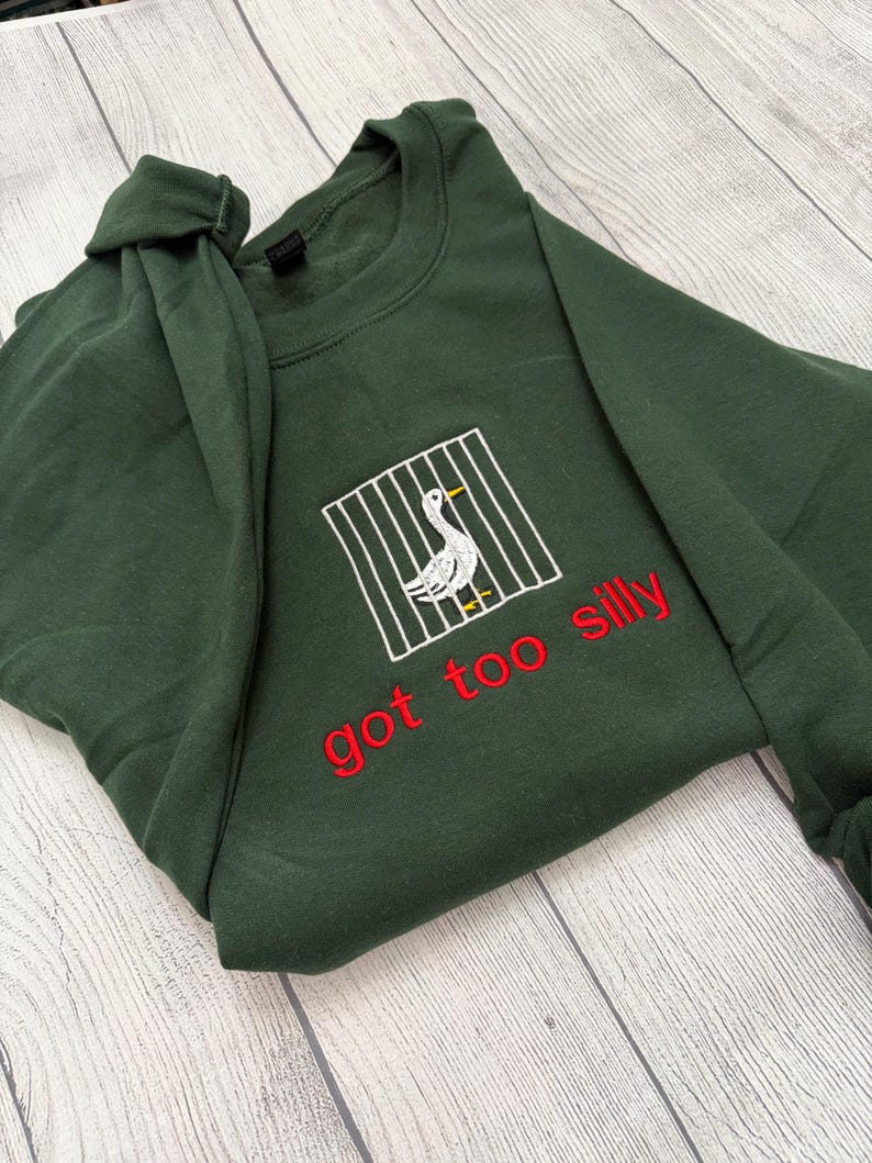 Silly Goose Embroidered Crewneck: Y2K Funny Sweatshirt image 4