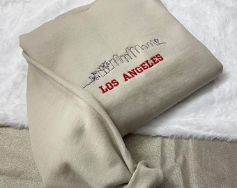 Los Angeles Embroidered Sweatshirt: City Skyline Crewneck