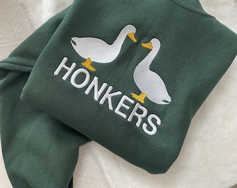 Honkers Embroidered Sweatshirt- Y2K Style Embroidered Crewneck| unisex Sweatshirt- funny clothing- gifts -silly goose - university crewneck