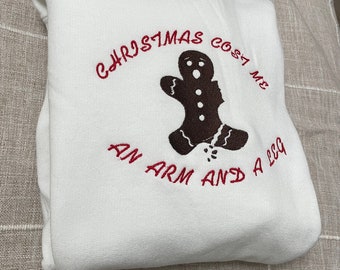 Gingerbread Man Embroidered Sweatshirt - Y2K Style - Funny Embroidered Crewneck- Funny Gifts - Vintage Style - Christmas Gift - Funny
