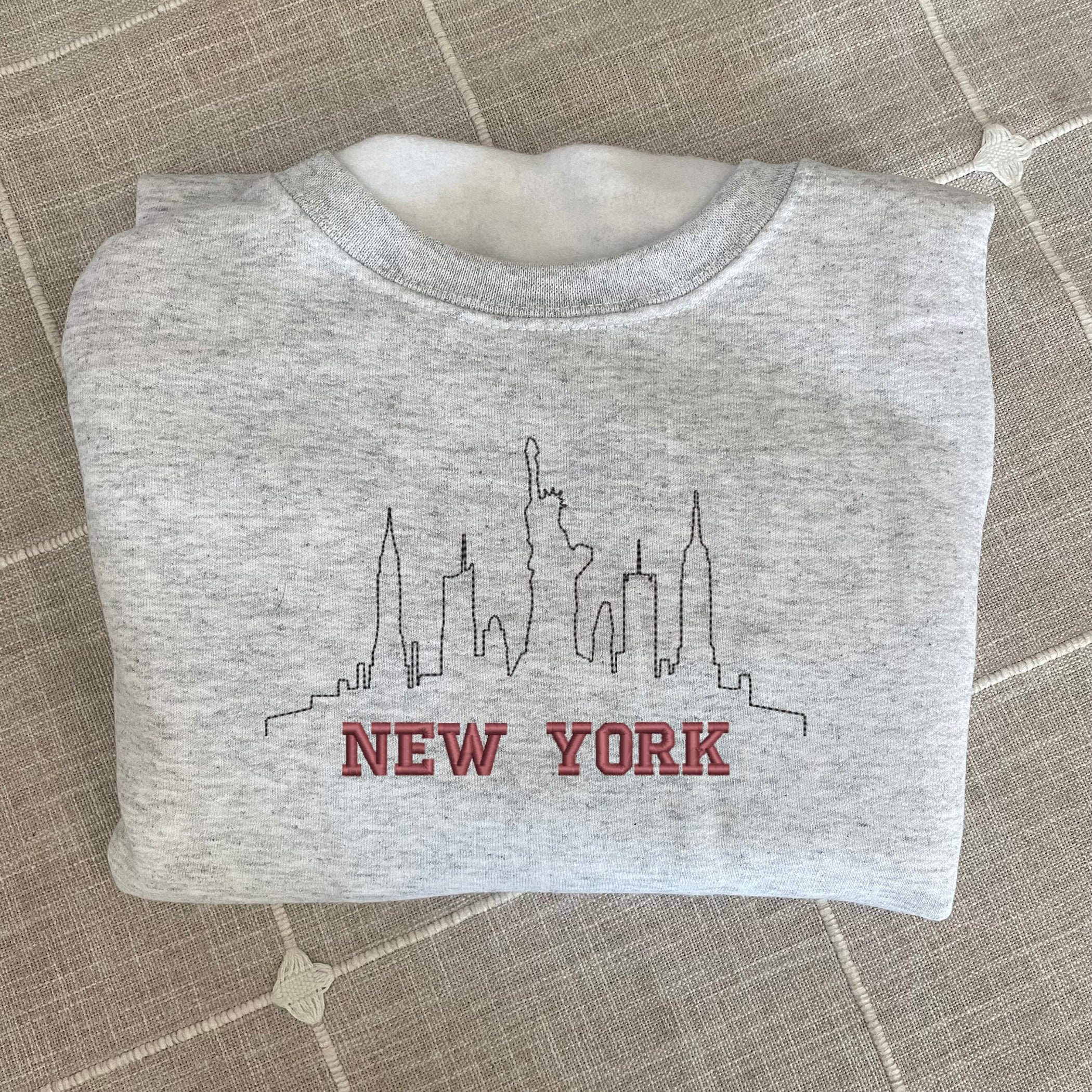 Discover New York Embroidered Sweatshirt - Custom City Crewneck Embroidered