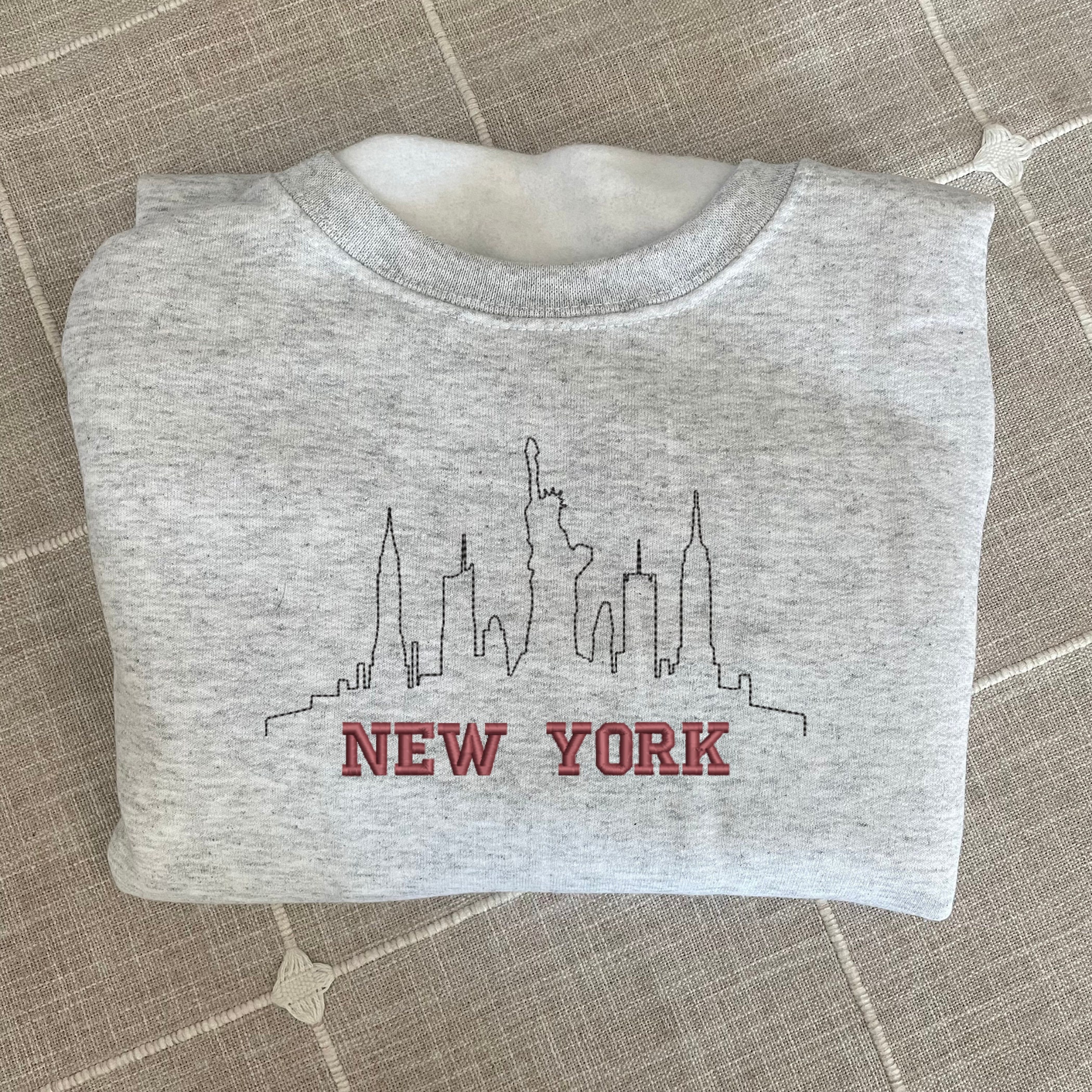 New York Embroidered Sweatshirt - Custom City Crewneck Embroidered