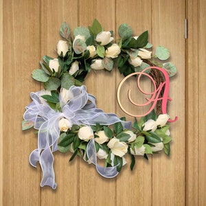 Carta de madera con monograma colorido personalizado, corona de puerta principal, letrero de bienvenida, letrero de puerta principal, percha de puerta de bienvenida, decoración del hogar