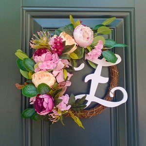 Spring and Summer peony wreath, Front door wreath, Housewarming gift, Farmhouse wreath, Peony home decor, Custom Wreath