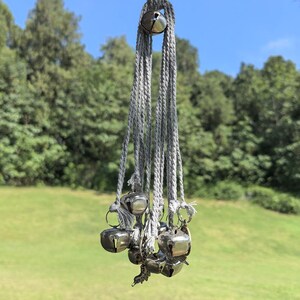 Woven Grey Hanging Bells for Home Protection, Witch Bells for Doorknob, Wiccan Door Protection, Pagan Home Decor, Protection Charm for Her