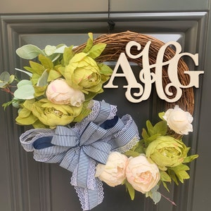 Decoración de la puerta principal, apellido/familia personalizado, corona durante todo el año, percha de la puerta principal, corona de la puerta principal, carta personalizada, letrero de la puerta principal
