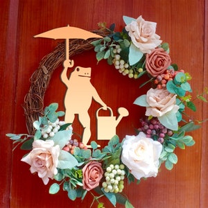 Welcome frog wreath, frog wreath, Summer wreath, Front Door wreath, Housewarming Gift, Handcrafted Wreath, Custom Gift