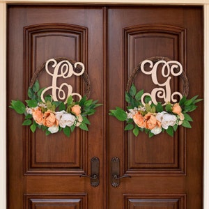 Corona para puerta principal /Coronas de puerta para puerta principal/Corona de primavera/corona de monograma / Primavera \Corona de verano /Decoración de pared de FarmHouse