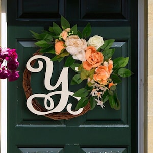 Letras A-Z personalizadas para corona, corona de puerta principal, corona con monograma, corona diaria con regalo personalizado inicial y hecho a mano