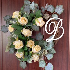 Spring Peony Wreath, Wedding Monogram wreath, White Peony Wreath, Initial Monogram Wall Decor, Peony Wreath, Hydrangea Wreath