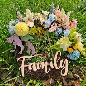Custom Last Name/Family Name wreath, Year round greenery wreath for Front door, Housewarming Gift wreath, Cream Peony Wreath