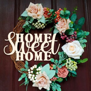 Home Sweet Home wrath, Colorful Year Round Wreath, Housewarming Gift, Handcrafted Wreath, Custom Gift