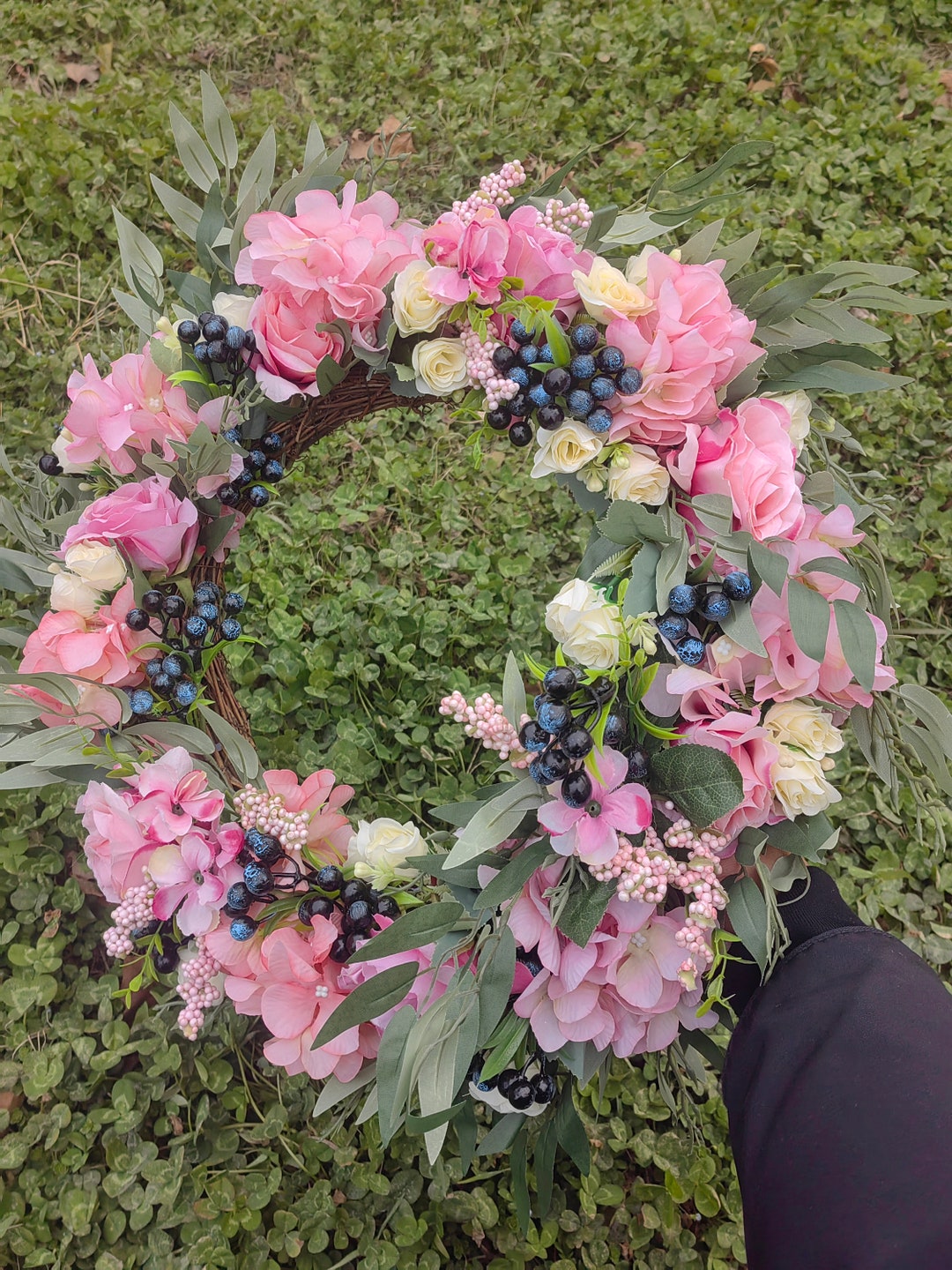 Pink Rose Wreath, Vintage Rose Wreath, Rose Wreath, Spring Wreath ...
