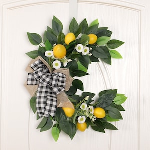 Small Summer Lemon Wreath,Cabinet Wreath,Lemon Kitchen Decor,Spring Window Wreath,Modern Lemon Decoration,Lemon Country Cottage Wall Decor