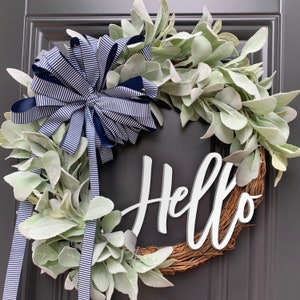Hello Wreath, Summer Wreath,  Year-Round Wreath, Front Door Decor, Hi Sign, Porch Wreath, Front Door,  Gift, Wreaths for Front Door
