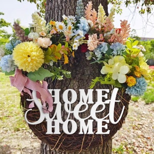 Front Door Decor, Home Sweet Home wreath, Year Round Wreath, Door Hanger, Front Door Wreath, Welcome Wreath, Hanger, Door Wreath