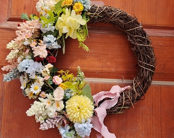 Mini couronne de ferme, couronne de verdure toute l'année pour porte d'entrée, couronne de garde-manger, couronne de porte d'armoire, fête des mères, décoration de fenêtre