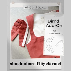 Avtagbara fladdrande ärmar PDF-sömnadsmönster, e-bok fladdrande ärmar för dirndls