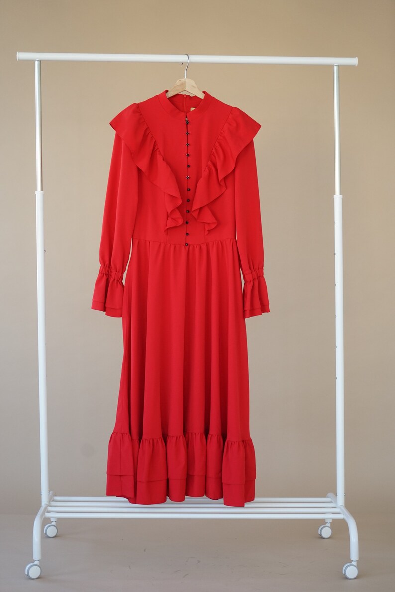 Maxi Vintage Long Sleeve Red Dress, Elegant Dress, Formal Dress, Evening Dress, Red Dress, Prom Dress, Wedding Guest Dress, Summer Dress image 3
