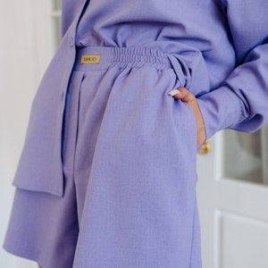 Long Sleeve Oversize Purple Linen Shirt, Linen Shirt Woman, Button Shirt, Long Sleeve Shirt, Casual Shirt, Summer Shirt, Vacation Shirt image 2