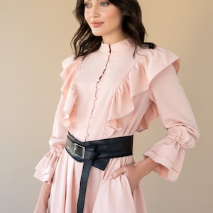 Maxi Vintage Long Sleeve Pink Dress, Elegant Dress, Formal Dress, Evening Dress, Pink Dress, Prom Dress, Wedding Guest Dress, Summer Dress