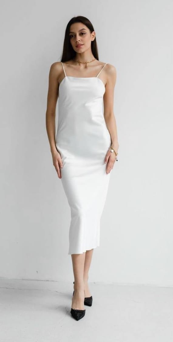 Maxi White Silk Slip Dress, Elegant Dress, Formal Dress, Evening Dress, White  Dress, Prom Dress, Wedding Guest Dress, Slip Dress, Silk Dress - Etsy