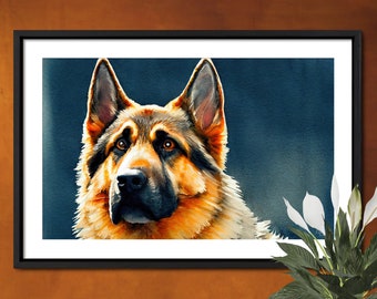 German Shepherd Art Print, Dog Lover Gift, Animal Wall Art, Dog Memorial Gift, Pet Poster, Dog Owner Gift, German Shepherd Gift