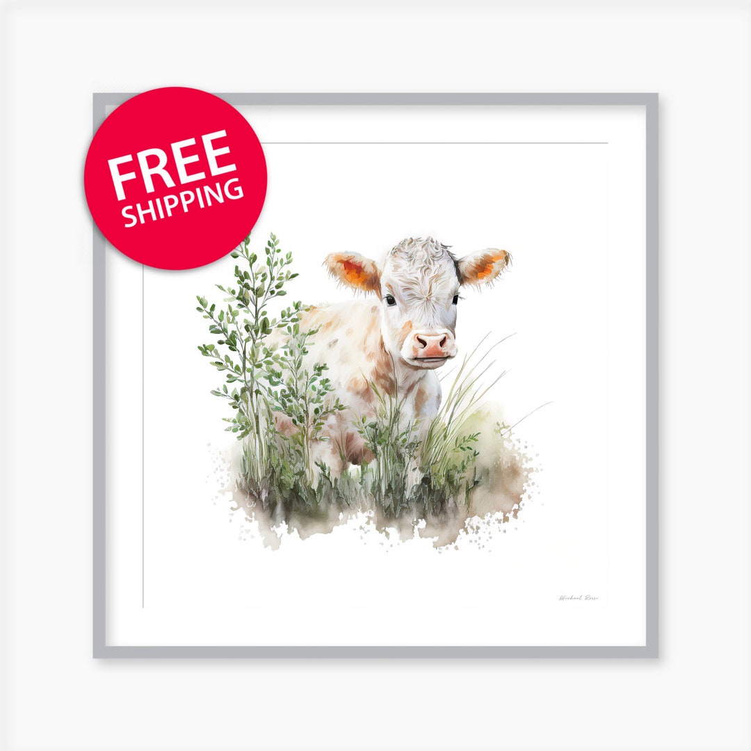 Cow Print, Nursery Decor, Baby Animal Print, Farmhouse Decor, Woodland Animals, Safari Nursery