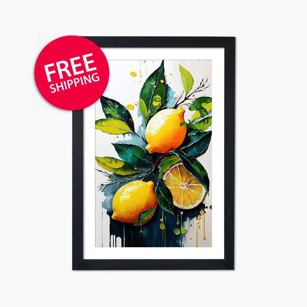 Lemon Art Print From Original Painting, Lemon Decor, Botanical Wall Art, Lemon Artwork, Lemon